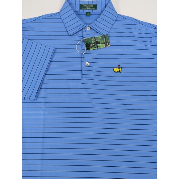 Peter Millar Masters tournament Polo Shirt Mens Medium Blue Stripe Performance - Picture 3 of 11